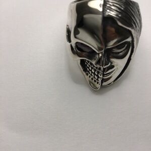 Two face mans ring- life & death. 8 1/4